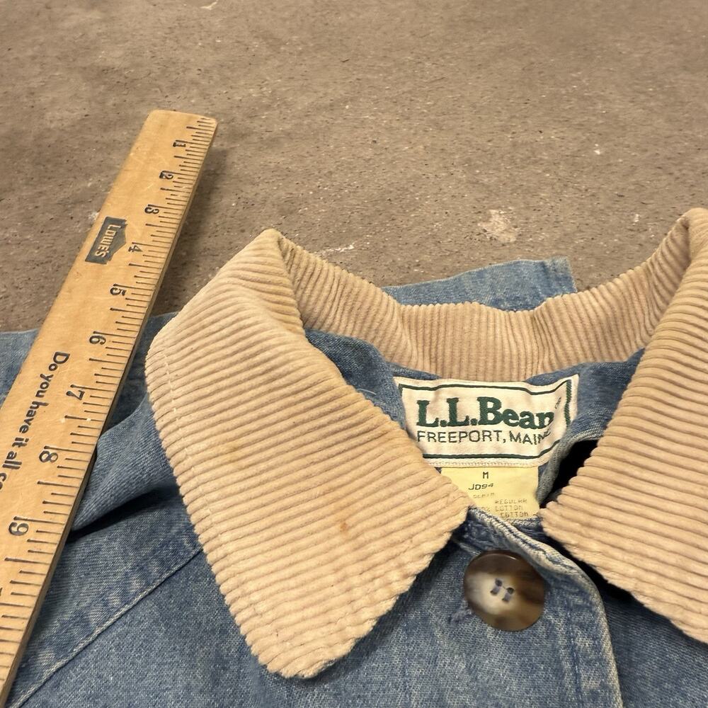 Vintage 80s 90s LL Bean Long Duster Denim Barn Hutning Coat Womens Medium USA - Picture 10 of 11